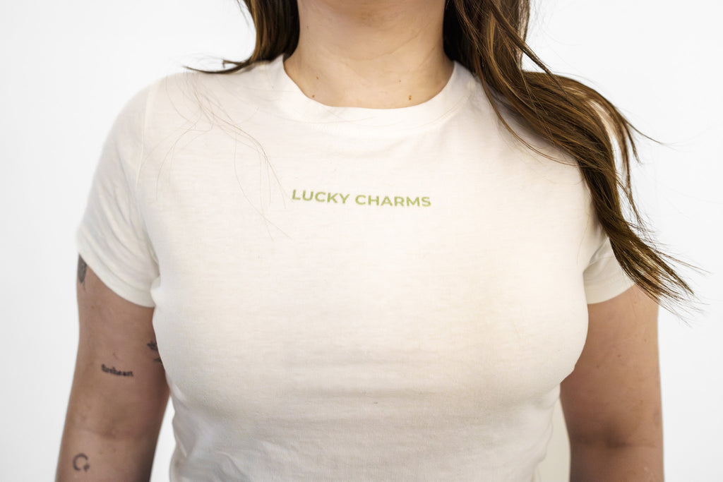 Lucky Charms Baby Tee (book boyfriends) - White